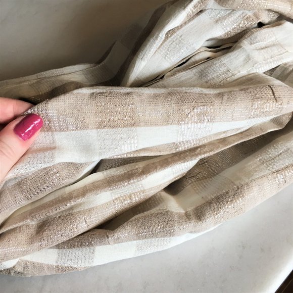 3/$36 Gap plaid scarf w/ fringe (neutral metallic) - Picture 2 of 5